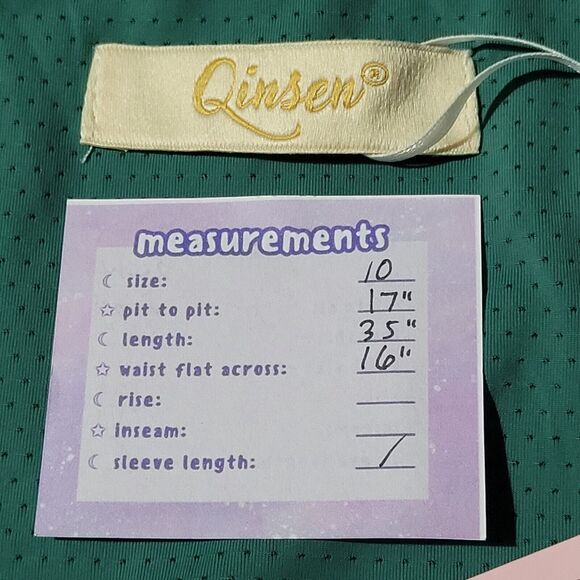 QINSEN NWT Athletic Dress Size US 10 Square Neck Lined Retro Pin Up Green - Picture 2 of 12